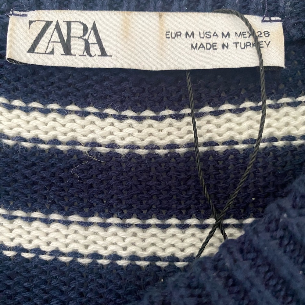 Navy and white striped cardigan jacket